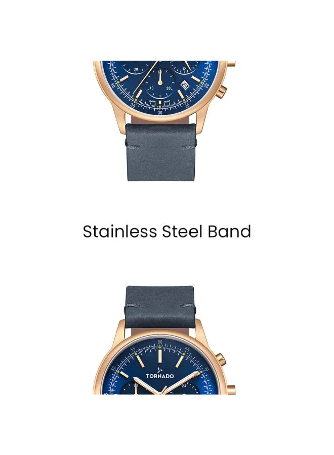 تورنيدو Men's Leather Multi Function Watch T24108-RLNN - 42.4 mm