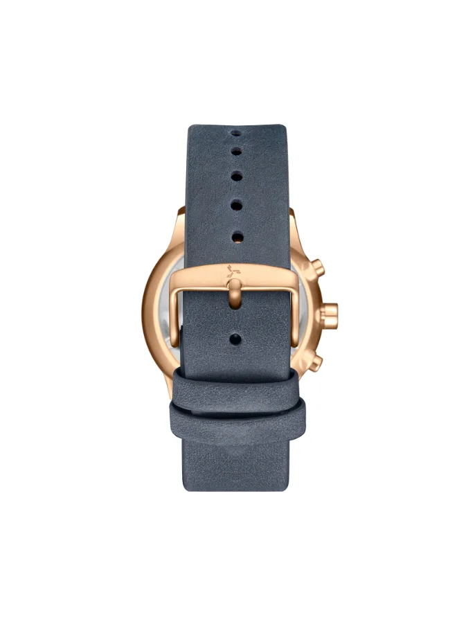 TORNADO Men's Watch, Multi Function Display and Leather Strap - T24108-RLNN, Blue