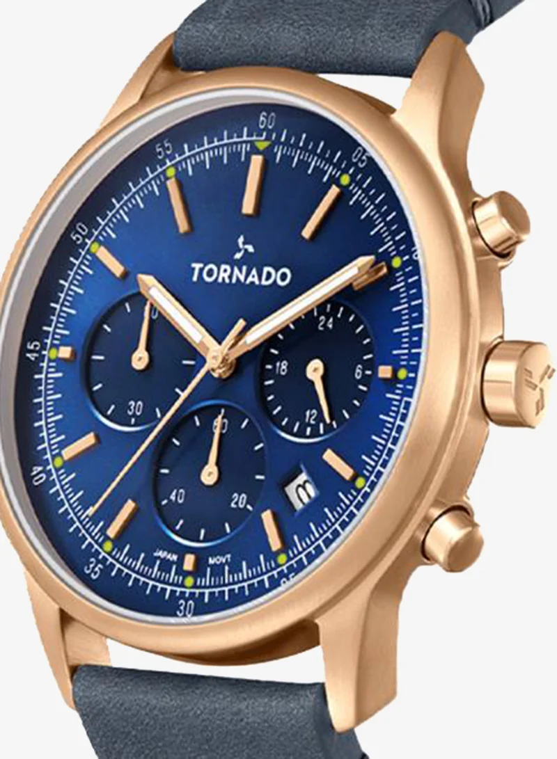 Tornado Blue Men's Genuine Leather Multi Function Watch T24108-RLNN - 42mm mm for Men | Best Price UAE