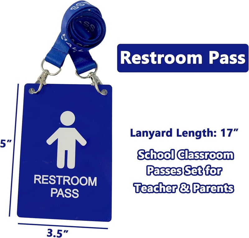 Bemaxy Hall Pass Lanyards with Large Card Passes, Unbreakable School Classroom 5 Inch Passes Set for Teacher Parents(Hall Bathroom Library Office & Nurse),6 Pcs - Image 2