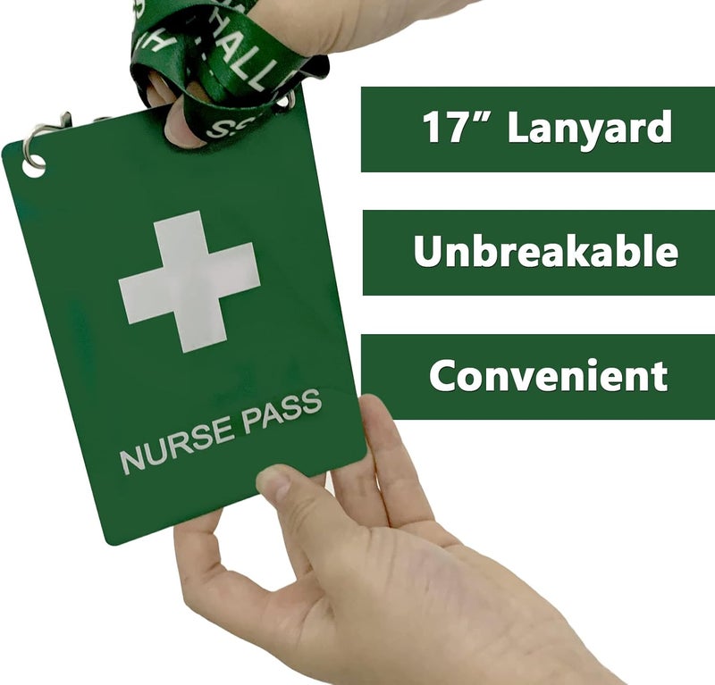 Bemaxy Hall Pass Lanyards with Large Card Passes, Unbreakable School Classroom 5 Inch Passes Set for Teacher Parents(Hall Bathroom Library Office & Nurse),6 Pcs - Image 4