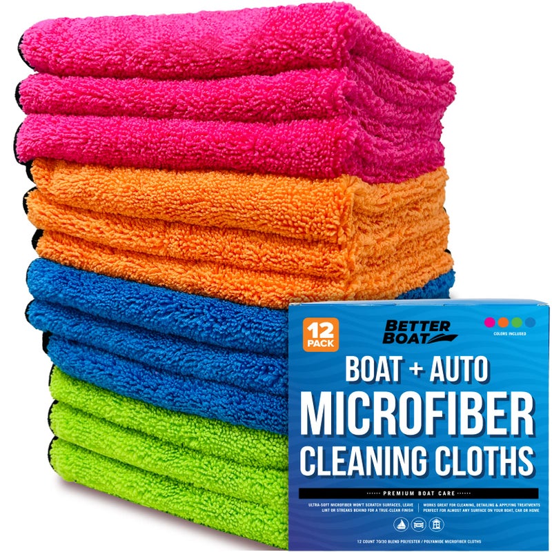 12 Pack Microfiber Cloth Kit LintFree Cleaning Towels for Cars Boats and Home Thick Large Microfiber Cleaning Cloths Bulk Set