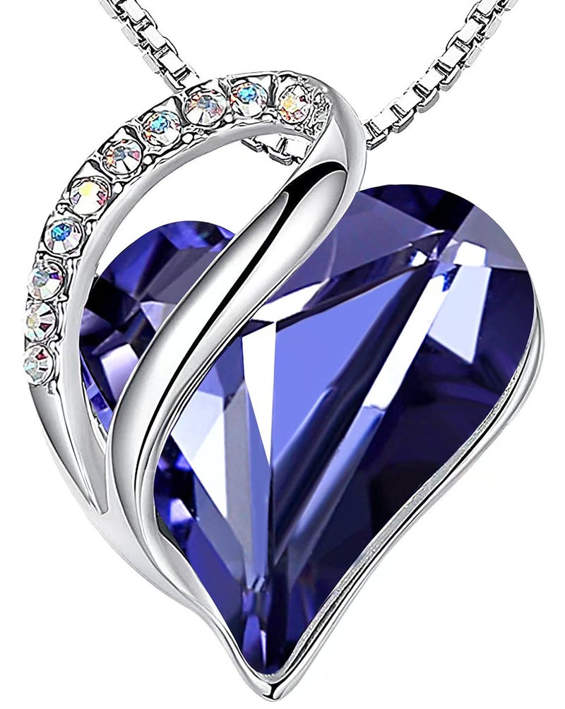 Leafael Necklaces for Women, Infinity Love Birthstone Heart Pendant with Tanzanite Purple Crystal for February, Birthday Jewelry Gifts for Her, Mom, and Wife, Silver Plated, 18 plus 2 inch Chain - Image 1