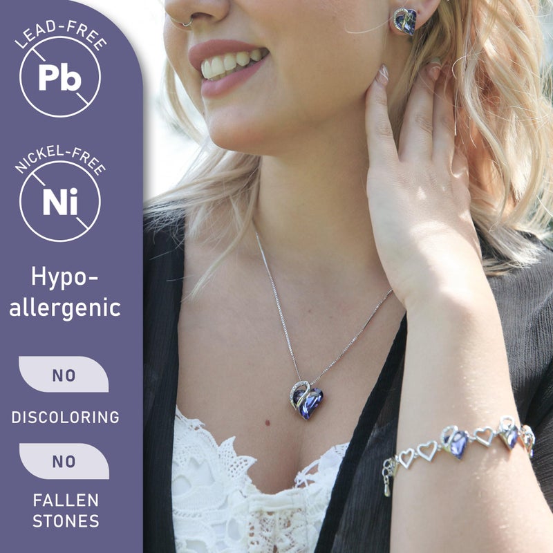 Leafael Necklaces for Women, Infinity Love Birthstone Heart Pendant with Tanzanite Purple Crystal for February, Birthday Jewelry Gifts for Her, Mom, and Wife, Silver Plated, 18 plus 2 inch Chain - Image 2