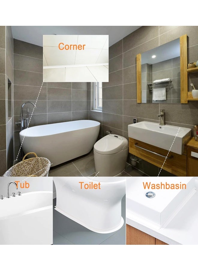 White Caulk Tape for Bath & Kitchen,,tub Surround,Toilet Bowl Stick on Gel,Kitchen Countertop (1.5in x 10.5ft) - Image 5