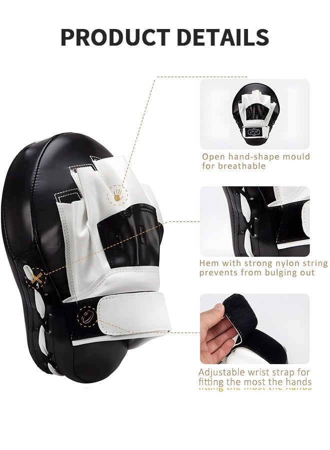 GROIC Boxing Curved Focus Punching Mitts, Boxing Pads Shock Absorbent Training Hand Pads, Extra Large & Thicken Leatherette Boxing Equipment for Karate, Muay Thai Kick, Sparring, Martial Arts, MMA 1 PC - Image 2