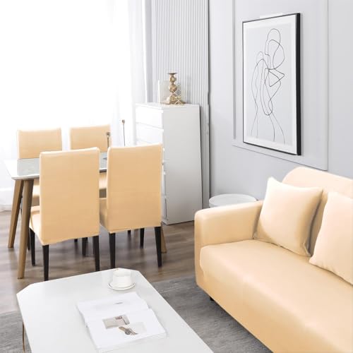 HOKIPO Elastic Stretchable Triple Seater Sofa Cover, Beige (AR-4279-E23) - Image 5