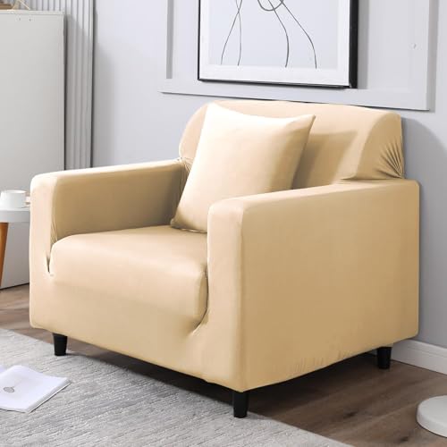 HOKIPO Elastic Stretchable Triple Seater Sofa Cover, Beige (AR-4279-E23) - Image 2