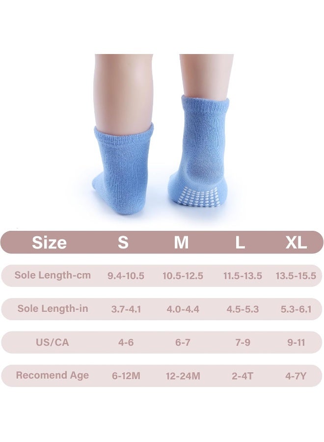 JAKIDAR JAKIDAR 12 Pack Baby Socks Cotton Crew Toddler Socks Grips Non Slip Bottom Socks - Image 4