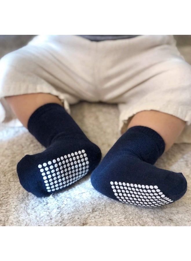 JAKIDAR JAKIDAR 12 Pack Baby Socks Cotton Crew Toddler Socks Grips Non Slip Bottom Socks - Image 5