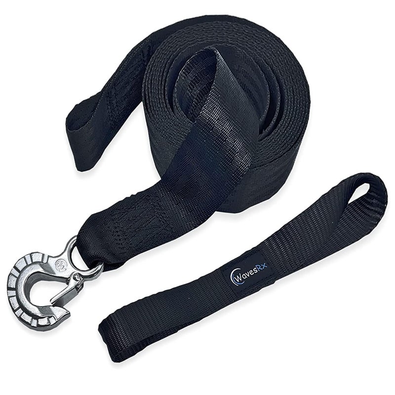 WavesRx 2" x 12' Jet Ski Trailer Winch Strap Replacement with Stainless Steel Hook & Quick Connect Bow Tow Loop 5,500 lbs Strength | Safe & Secure Retrieval, Launching & Transporting of Your JetSkis - Image 1