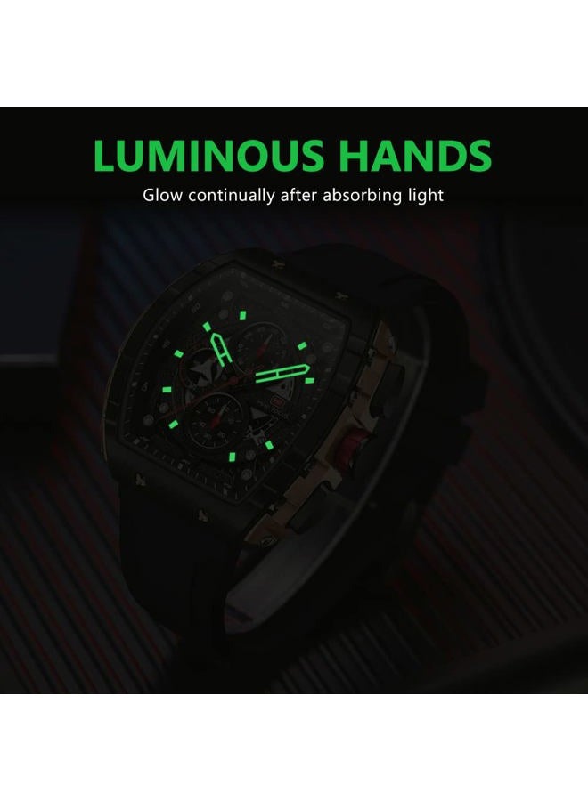 MF MINI FOCUS Watch Wristwatch Fashion Hollow Big Dial Luminous Waterproof Sport Analog Quartz Business Mens Watches Silicon Strap Dress Watch, K-Gold black, sports, business - Image 5