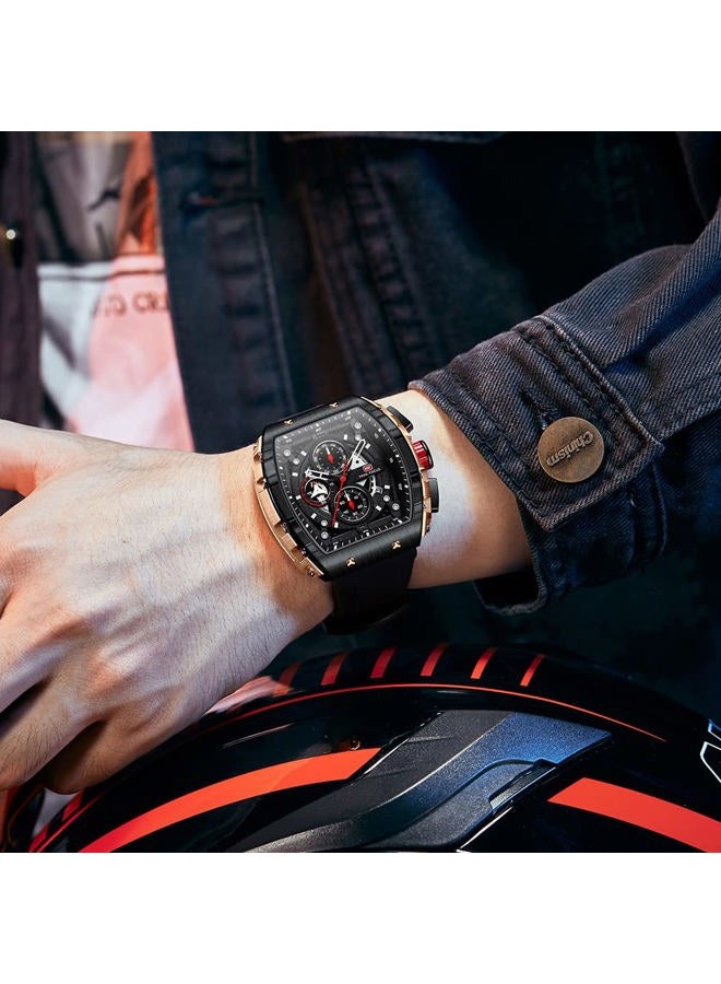 MF MINI FOCUS Watch Wristwatch Fashion Hollow Big Dial Luminous Waterproof Sport Analog Quartz Business Mens Watches Silicon Strap Dress Watch, K-Gold black, sports, business - Image 4