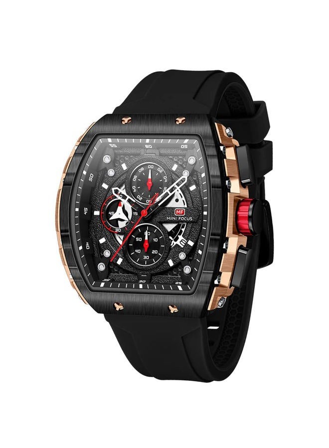 MF MINI FOCUS Watch Wristwatch Fashion Hollow Big Dial Luminous Waterproof Sport Analog Quartz Business Mens Watches Silicon Strap Dress Watch, K-Gold black, sports, business - Image 1