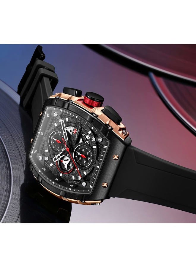 MF MINI FOCUS Watch Wristwatch Fashion Hollow Big Dial Luminous Waterproof Sport Analog Quartz Business Mens Watches Silicon Strap Dress Watch, K-Gold black, sports, business - Image 3