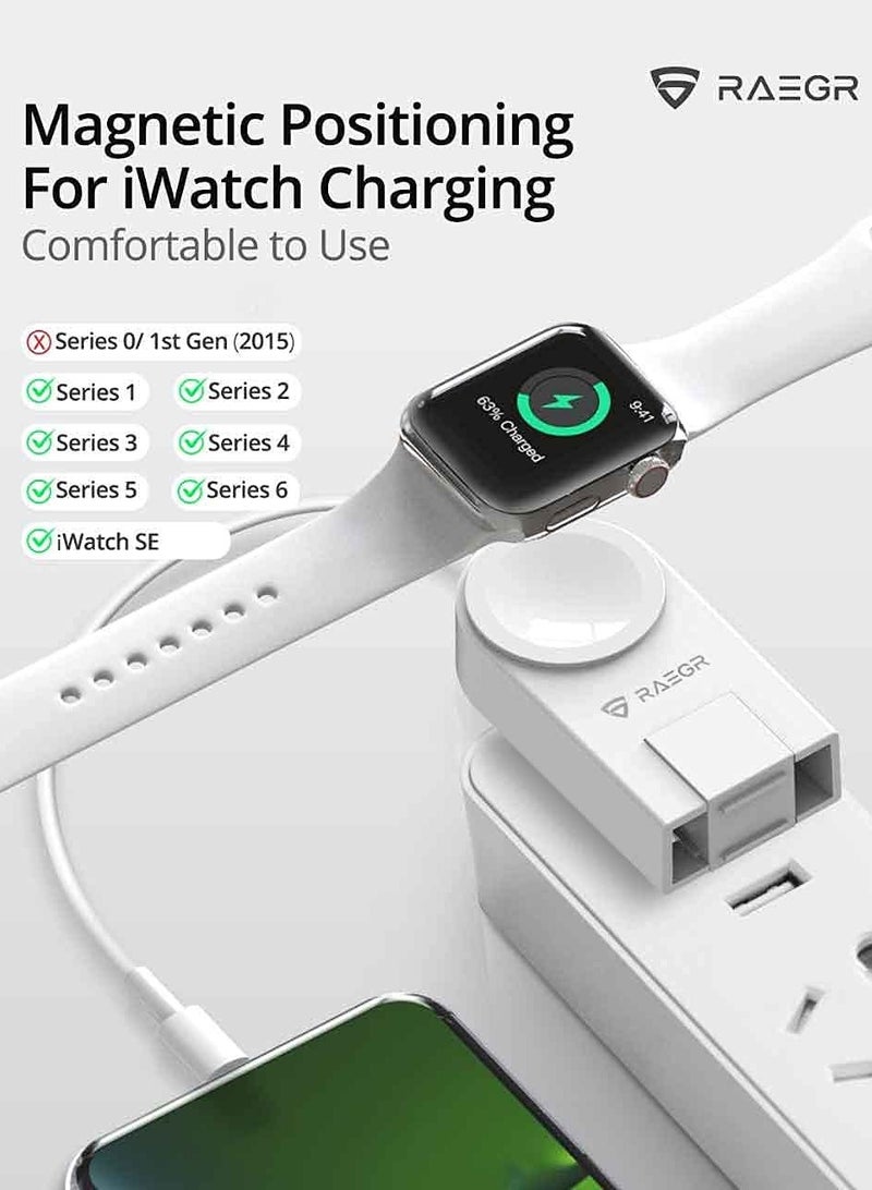 Beauenty RAEGR Arc 450 Portable Wireless Charger | Lightweight  Portable Charger | Compatible with Apple Watch Series 【Ultra/9//8/7/6/SE/5/4】 with Apple Cable for iPhones - White RG10133 - Image 4