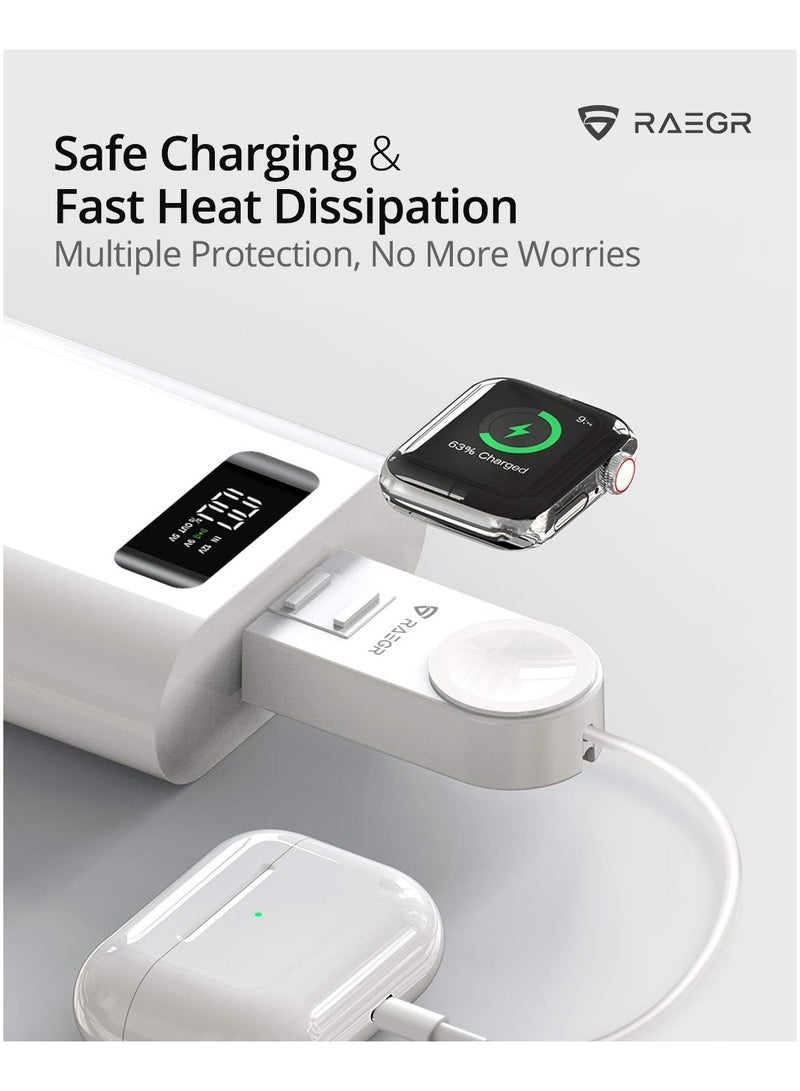 Beauenty RAEGR Arc 450 Portable Wireless Charger | Lightweight  Portable Charger | Compatible with Apple Watch Series 【Ultra/9//8/7/6/SE/5/4】 with Apple Cable for iPhones - White RG10133 - Image 2
