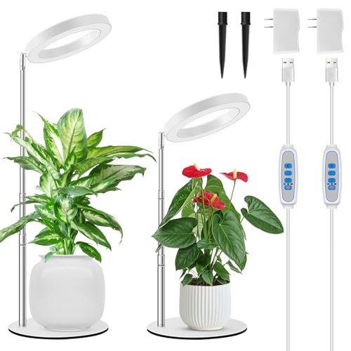 Kullsinss Grow Lights for Indoor Plants, 80 LEDs Full Spectrum Plant Lights for Indoor Growing with 2 Mounting Options, 6/12/16H Timer, 3 Spectrum Modes, 9.8"-37" Height Adjustable Grow Lamp, 2 Pack - Image 1