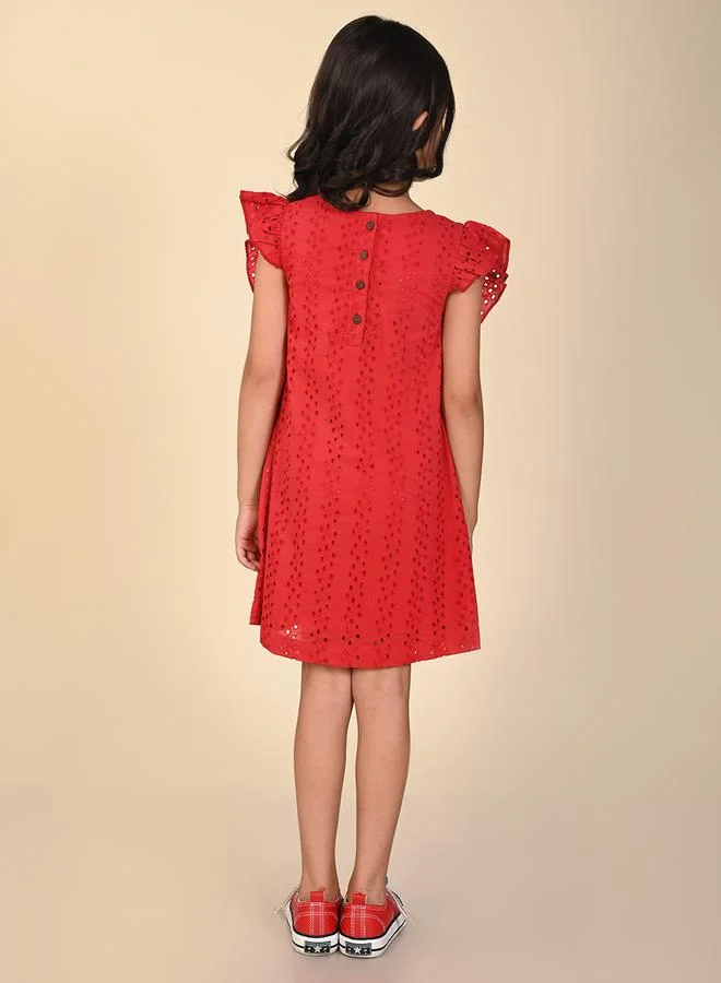 ليل بيكس Schiffli Ruffle Detail Dress by Styli