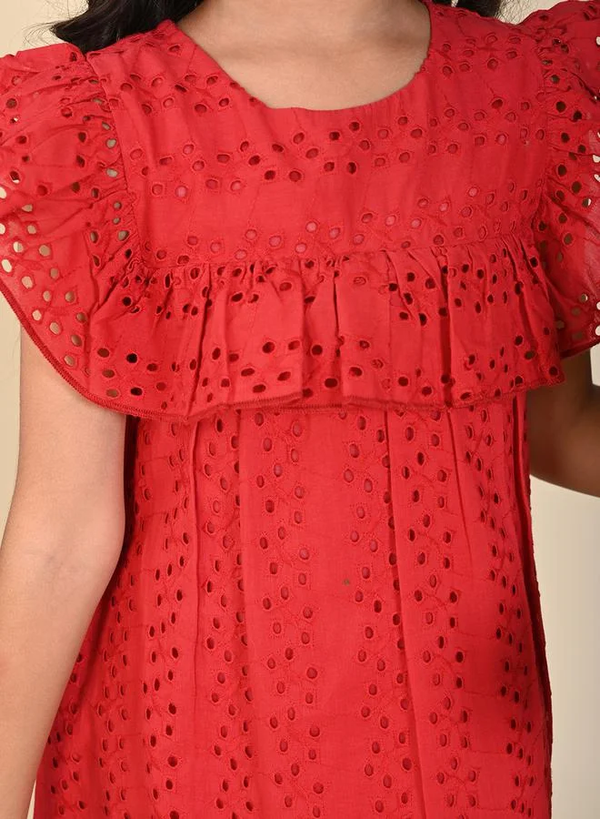 LILPICKS Schiffli Ruffle Detail Dress by Styli
