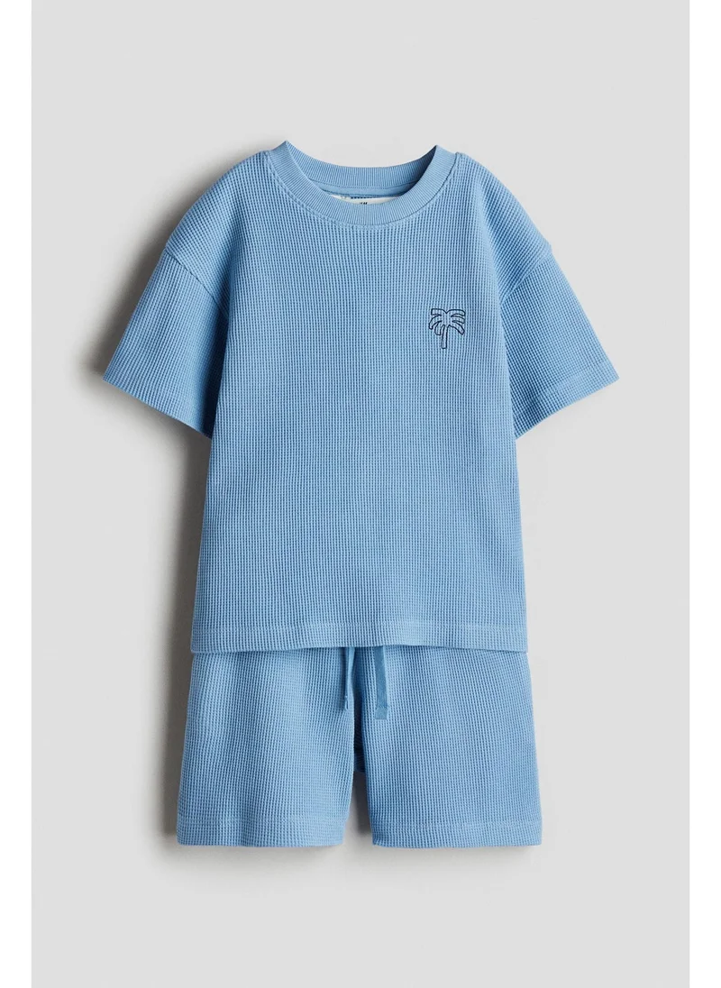 اتش اند ام طقم قطن وافل قطعتين