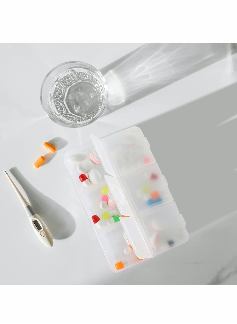 Excefore Pill Organizer,Portable Small Weekly Travel Pill Organizer Portable Pocket Pill Box Dispenser for Purse Vitamin Fish Oil Compartments Container Medicine Box (3 Pcs,6 Compartments)  - Image 2