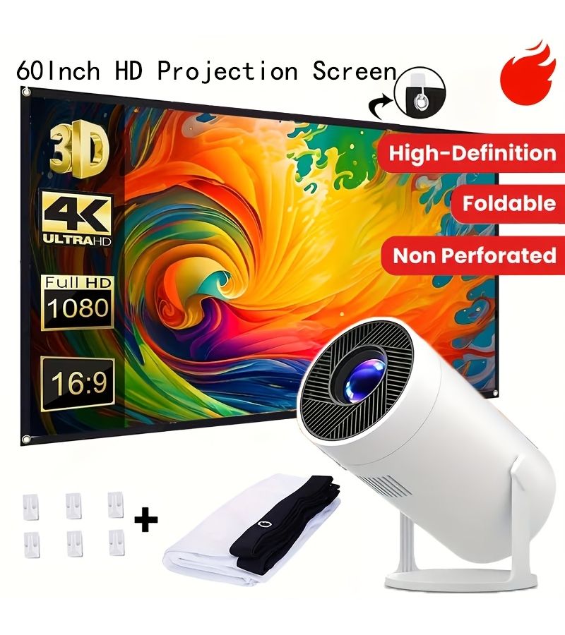 60 Inch Portable 4K Hd Projection Screen Foldable Lightweight Movie Screen Suitable For Outdoor Use Compatible With Projectors Theater Office Parties Presentations - Image 2