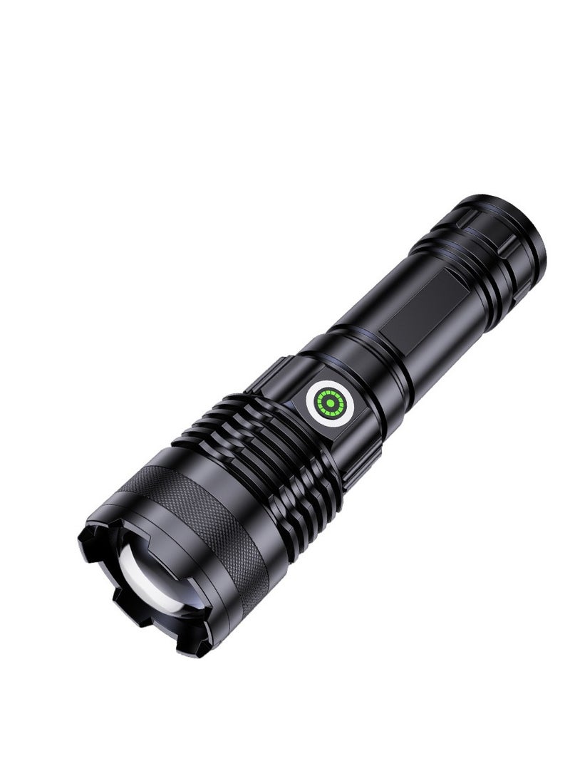 Rechargeable LED Flashlight,Waterproof Super Bright Tactical Torch, 26mm x 65mm Battery USB Cable, Stepless Dimming,Zoomable High Lumen Flashlight, 4 Modes Outdoor Camping Hiking Cycling Flashlight - Image 1