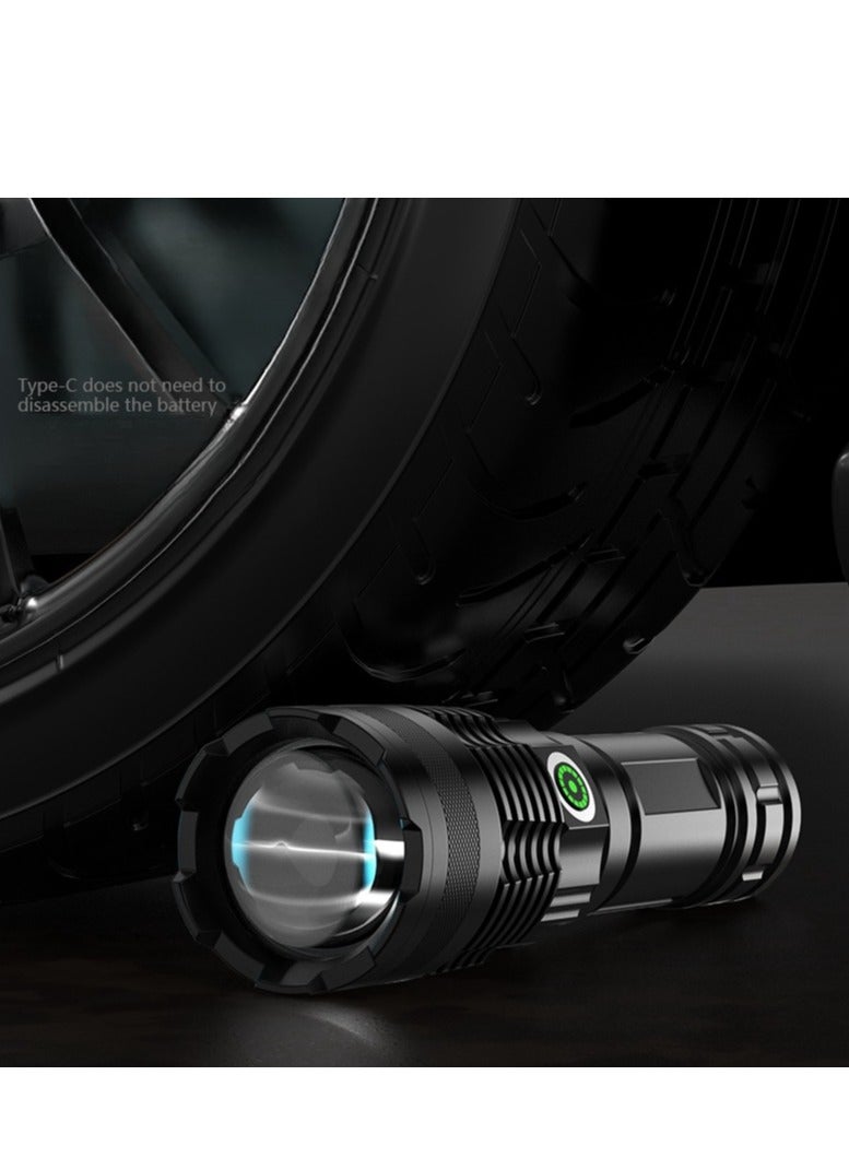 Rechargeable LED Flashlight,Waterproof Super Bright Tactical Torch, 26mm x 65mm Battery USB Cable, Stepless Dimming,Zoomable High Lumen Flashlight, 4 Modes Outdoor Camping Hiking Cycling Flashlight - Image 3