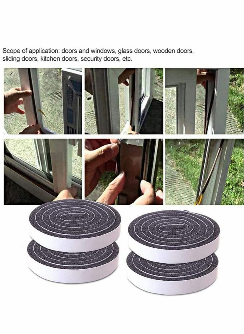 KASTWAVE - Seal Tape, Strong Adhesive Soundproof Shockproof Gap Sealing Foam Rubber Weather Stripping Strip Tape for Home Window Door Draught Excluder Air Conditioner 8 Rolls of 1M Long Each - Image 1