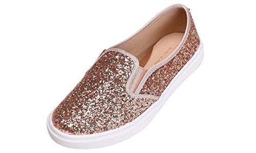 FEVERSOLE Women's Fashion Slip-On Sneaker Casual Flat Loafers Rose Gold Size 9 M US - Image 1