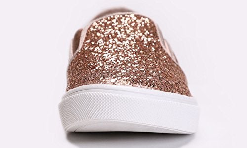FEVERSOLE Women's Fashion Slip-On Sneaker Casual Flat Loafers Rose Gold Size 9 M US - Image 5