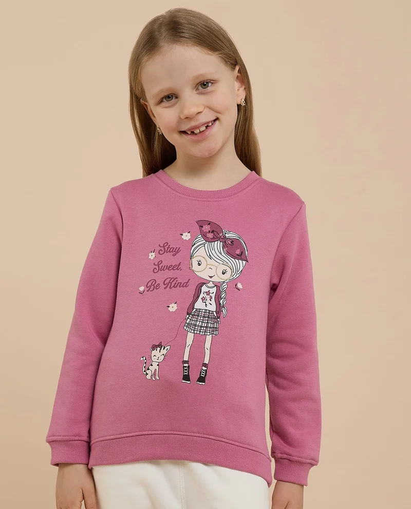 R&B Printed Sweatshirt with Crew Neck and Long Sleeves