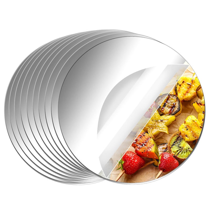Aneco Aneco 10 Pack Acrylic Round Mirrors Non Glass Round Mirror Plate Self Adhesive Mirror Stickers for Home Wall Decor or Wedding Table Centerpiece 6 Inches Thickness 2 mm 