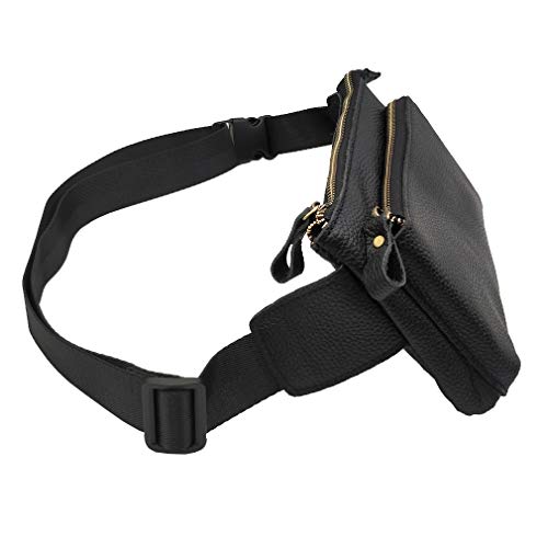 Hebetag Leather Waist Pack Fanny Bag for Men Women Outdoor Travel Sports Running Walking Hiking Hip Bum Belt Slim Cell Phone Purse Casual Waist Wallet Pouch (#02Black) - Image 4