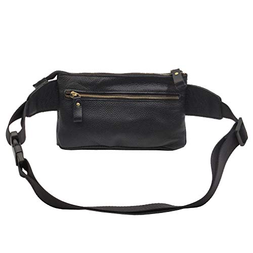 Hebetag Leather Waist Pack Fanny Bag for Men Women Outdoor Travel Sports Running Walking Hiking Hip Bum Belt Slim Cell Phone Purse Casual Waist Wallet Pouch (#02Black) - Image 5