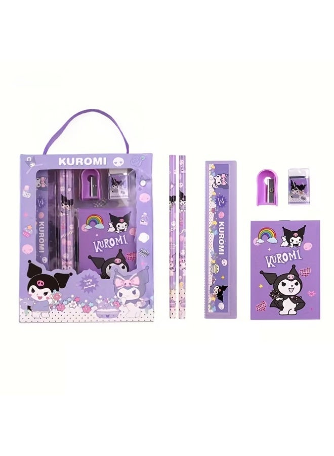 Crazy Boss Cute Purple Cartoon Stationery Gift Set for Kids | Complete School Supplies Kit | Pencil, Sharpener, Notebook & Accessories - Image 1