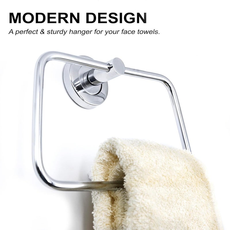 Pathavi Stainless Steel Towel Holder for Bathroom | Wash Basin | Towel Hanger | Napkin Holder for Wash Basin | Towel Ring| Bathroom Accessories (Triangular, Chrome Finish, Pack of 2) - Image 4