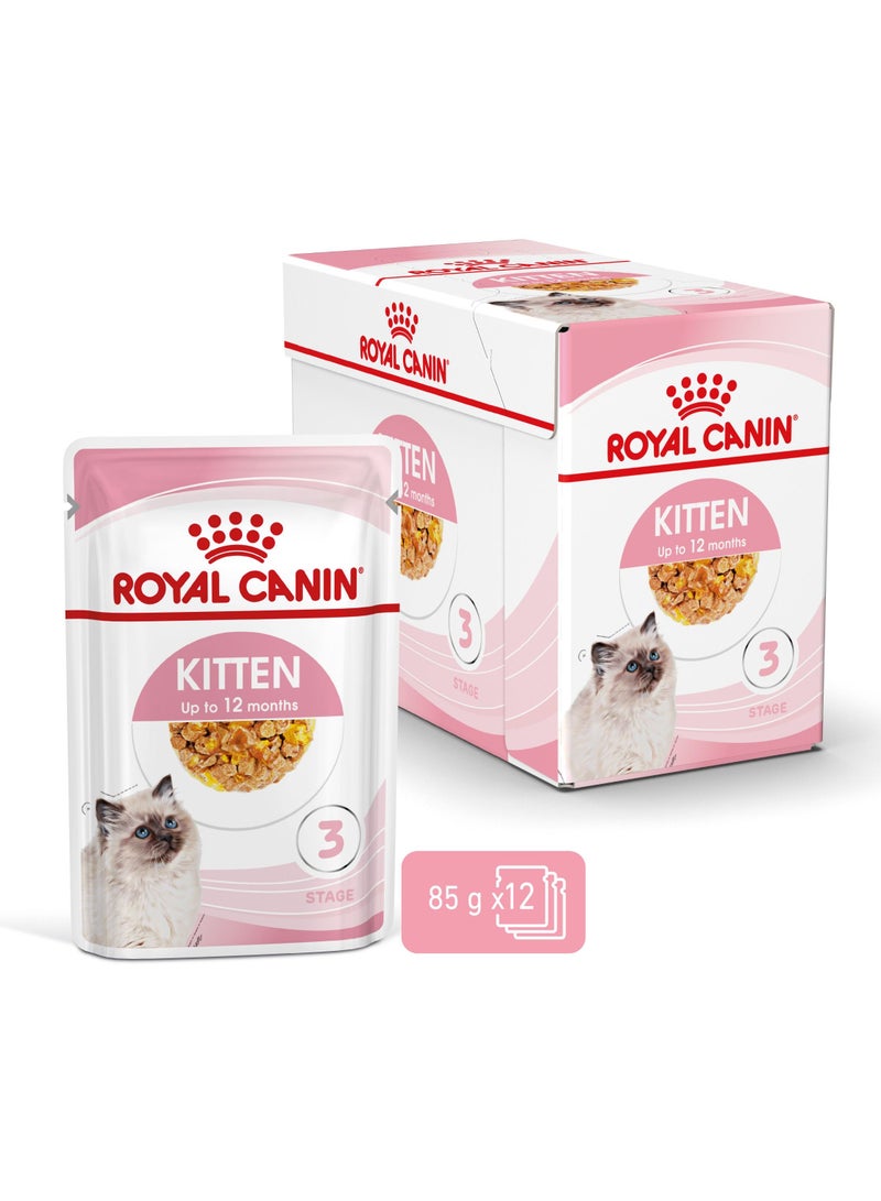 ROYAL CANIN طعام صحي للقطط الصغيرة قطع في جيلي 12x85غ - Image 2