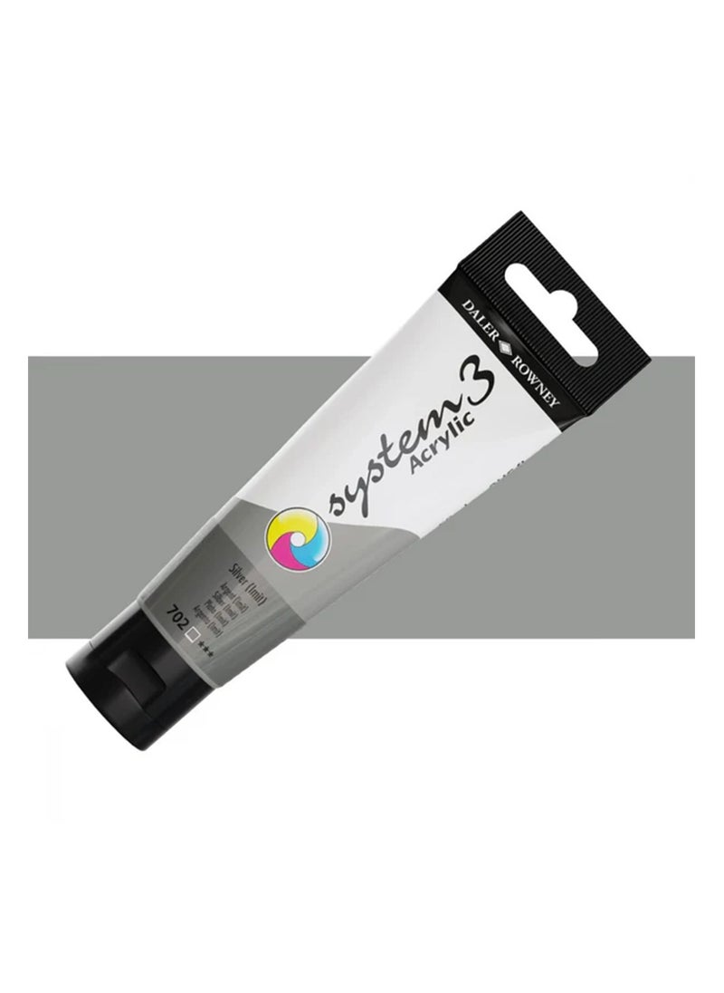 Daler Rowney System3 Acrylic Paint Tube 59ml Silver  - Image 1