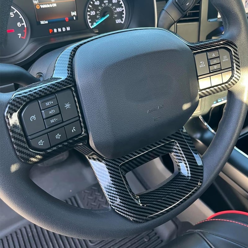 Keptrim for F-150 ABS Carbon Fiber Steering Wheel Cover Trim for 2021 2022 Ford F150, for 2022 Expedition, 1pc - Image 2