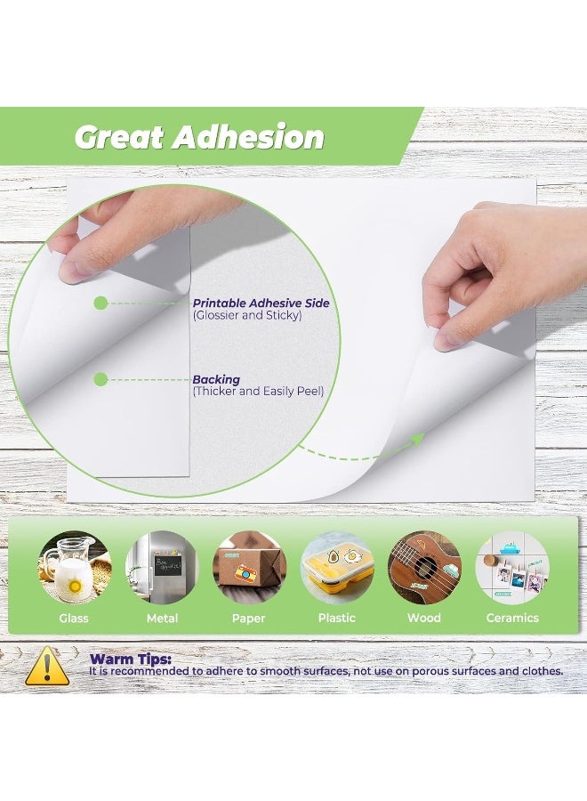 MOMENT Sticker Photo Paper 8.5 X 11 Inch Glossy Photo Quality Paper 50 Sheets Self-Adhesive Paper For Inkjet Printers Sticky Paper Printable White, 135 Gsm, 50 Count Pack  - Image 4