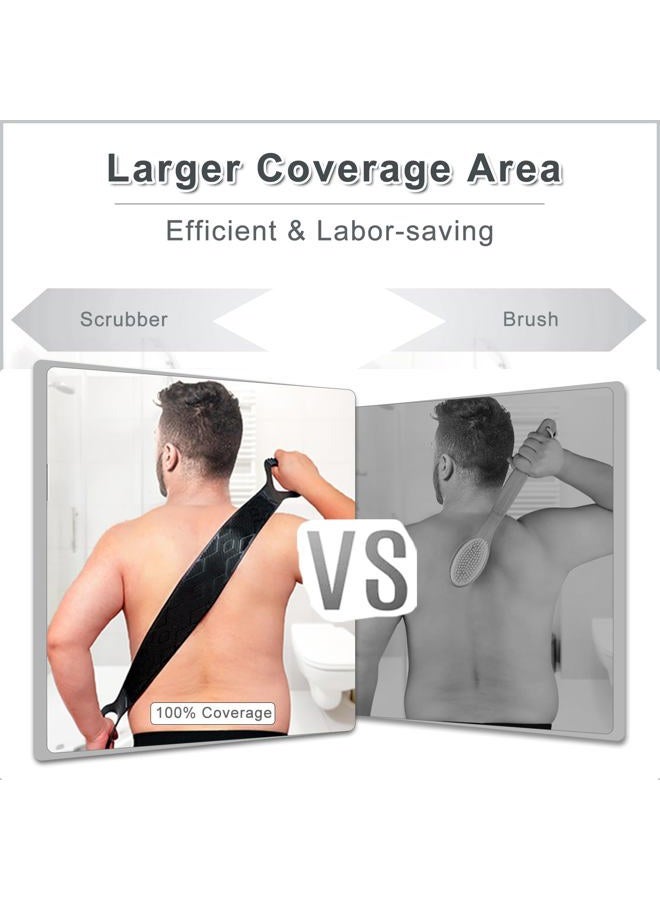 FReatech Silicone Back Scrubber for Shower, 90cm Dual-Sided Back Washer Exfoliator Strap to Clean, Exfoliate and Massage, Easily Cover The Entire Back for Men Women, Easy to Clean, Black - Image 5