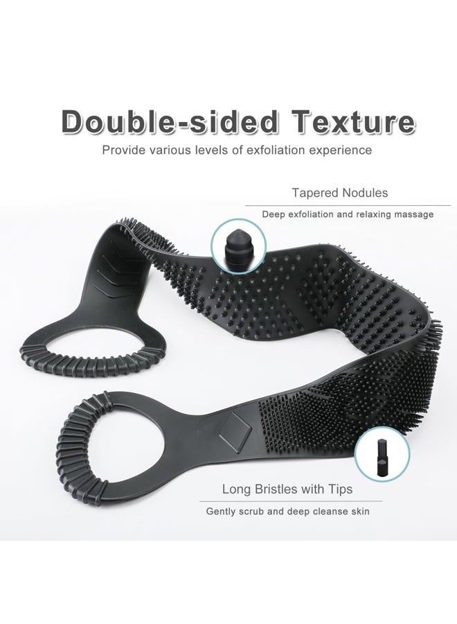 FReatech Silicone Back Scrubber for Shower, 90cm Dual-Sided Back Washer Exfoliator Strap to Clean, Exfoliate and Massage, Easily Cover The Entire Back for Men Women, Easy to Clean, Black - Image 4