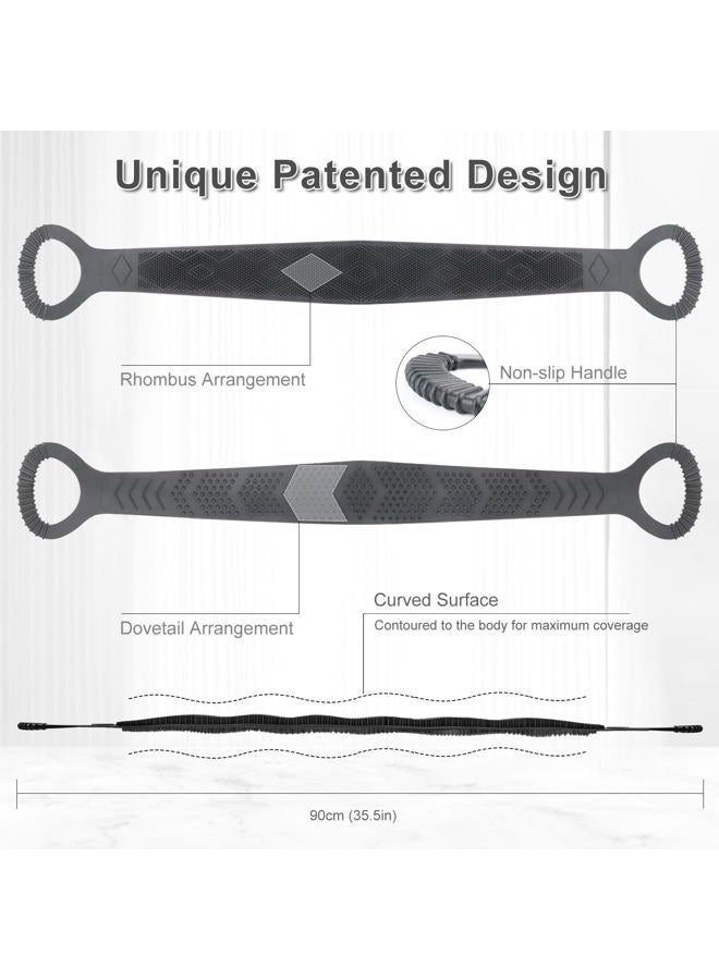 FReatech Silicone Back Scrubber for Shower, 90cm Dual-Sided Back Washer Exfoliator Strap to Clean, Exfoliate and Massage, Easily Cover The Entire Back for Men Women, Easy to Clean, Black - Image 3