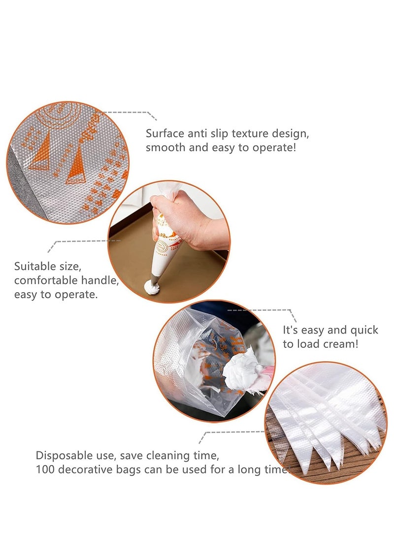 Generic 100 Pieces Plastic Pastry Bags Disposable Icing Piping Bags For Cake Cookie Desserts Icing Cupcakes Decoration  - Image 4