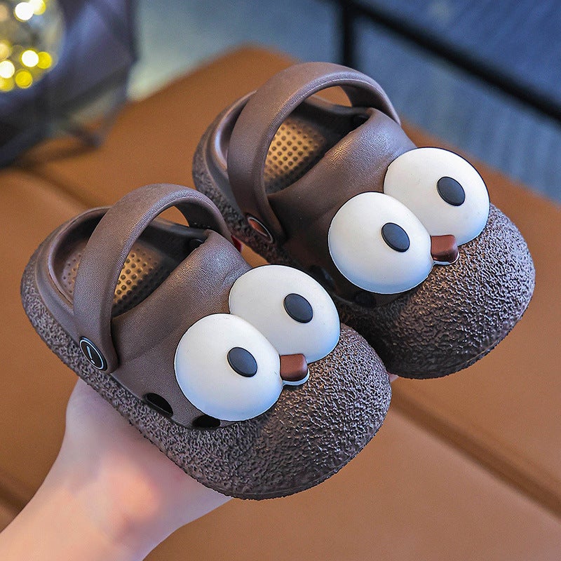 Babys Hole Shoes 1-year-old 3-year-old Indoor Waterproof Anti-collision Baotou Childrens Slippers Summer Boys and Girls Infants Hole Shoes Brown - Image 1