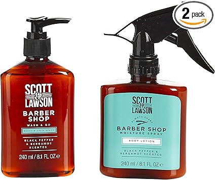 Paladone Scott and Lawson Barbershop Body Fuel Hair and Body Wash Duo and Body Lotion 240ml Paladone One Size Multicolor - Image 1