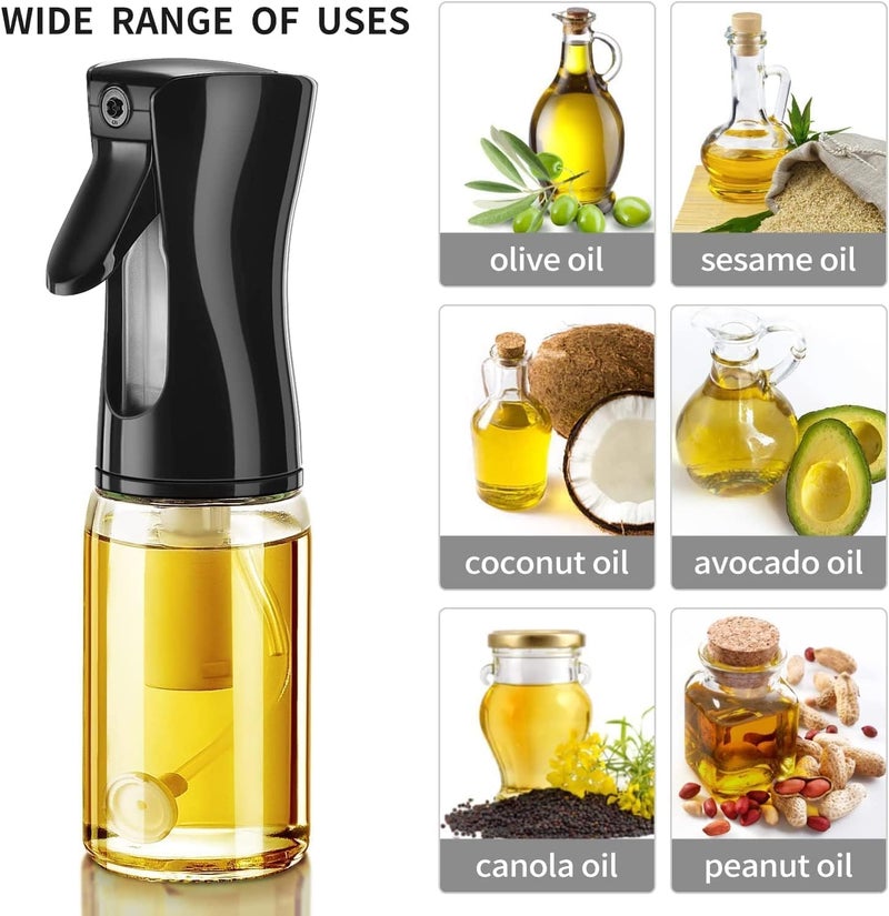 XIBO 220 ml Oil Sprayer for Kitchen Cooking Oil Dispenser Bottle Spray Mist Olive Oil Mister Refillable Used for Making Salad Baking Frying BBQ Spraying Vinegar Lime Juice Clear Black - Image 3