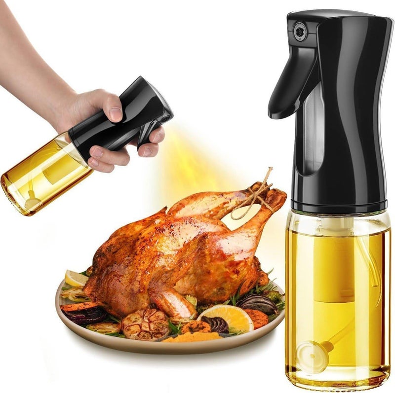 XIBO 220 ml Oil Sprayer for Kitchen Cooking Oil Dispenser Bottle Spray Mist Olive Oil Mister Refillable Used for Making Salad Baking Frying BBQ Spraying Vinegar Lime Juice Clear Black - Image 1